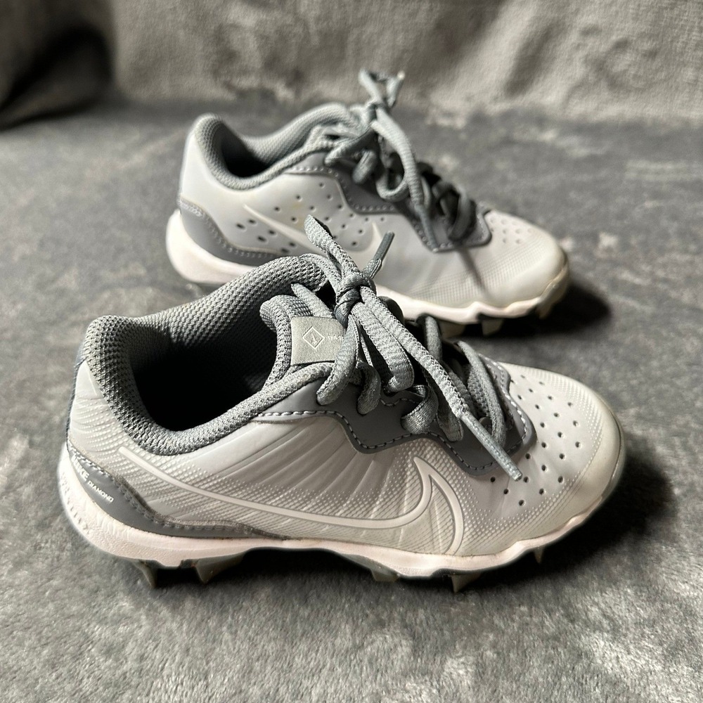 Nike Baseball Cleats Kids 10C Gray Good Diamond Fastflex DJ6525-012